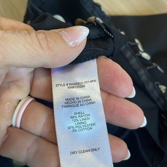 Jason Wu Linen blend Beaded Fringe Shell Crop Top Black Size 10 NWT Fun Lined - Picture 10 of 16